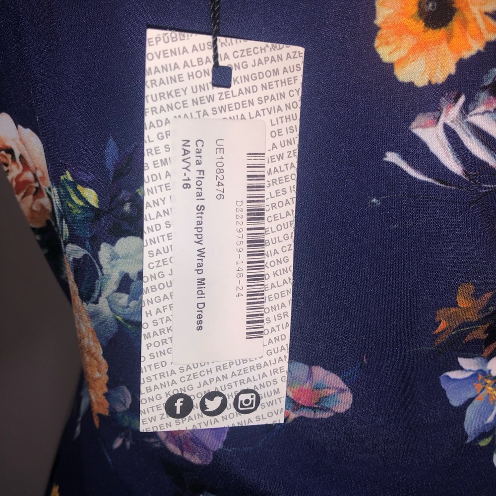 Floral Strappy Wrap Midi Dress Sz 12 - Picture 8 of 8